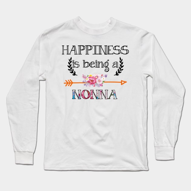 Happiness is being Nonna floral gift Long Sleeve T-Shirt by DoorTees